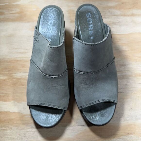 Sorel Nubuck Gray Wedge Sandals Women’s Size 9 - Picture 2 of 9